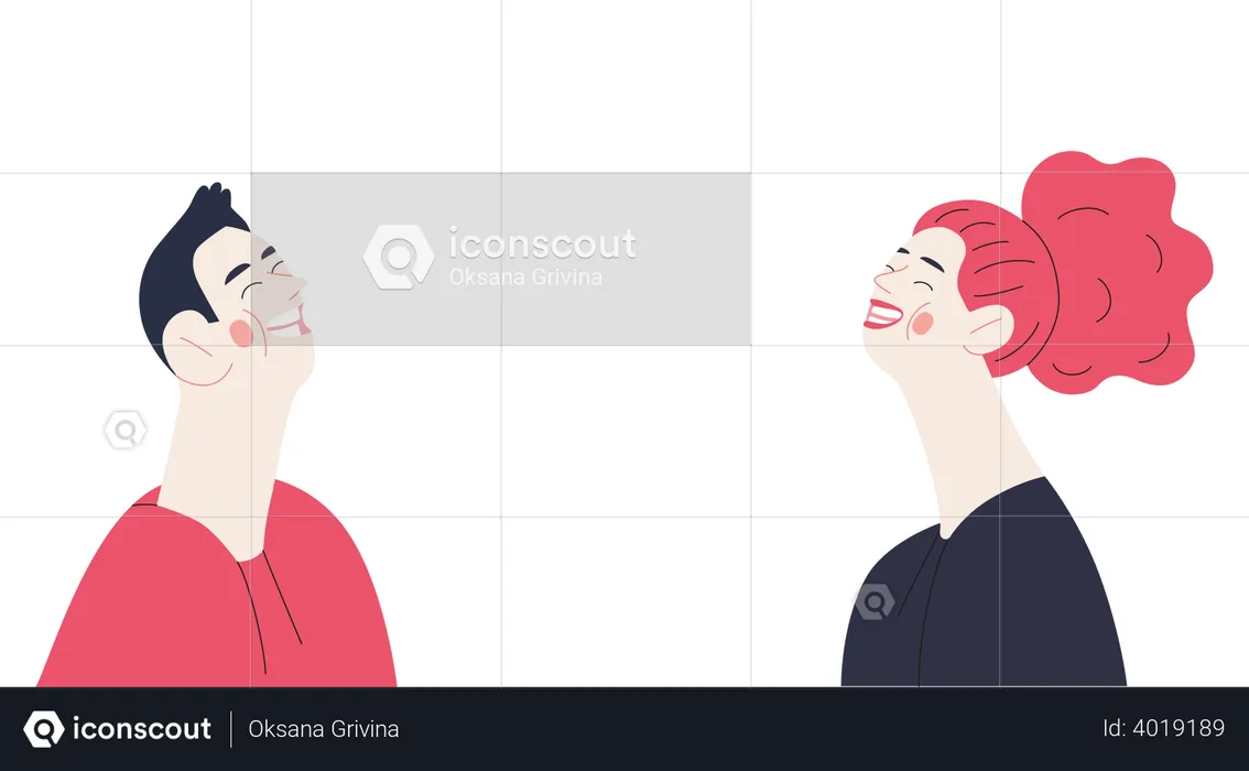 Girl and boy laughing  Illustration