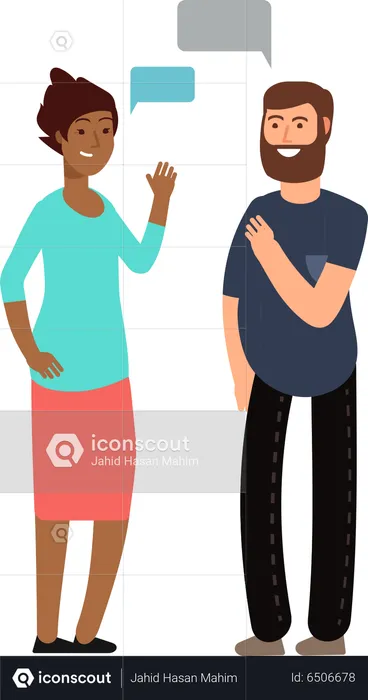 Girl and boy talking  Illustration