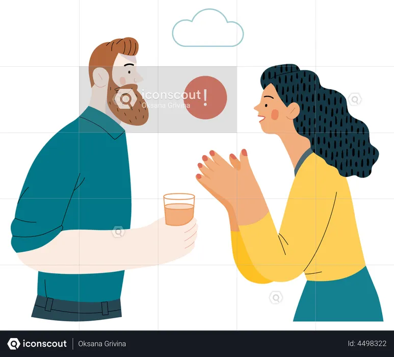 Girl and boy talking with each other  Illustration