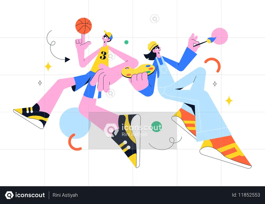 Girl and boys having various skills  Illustration
