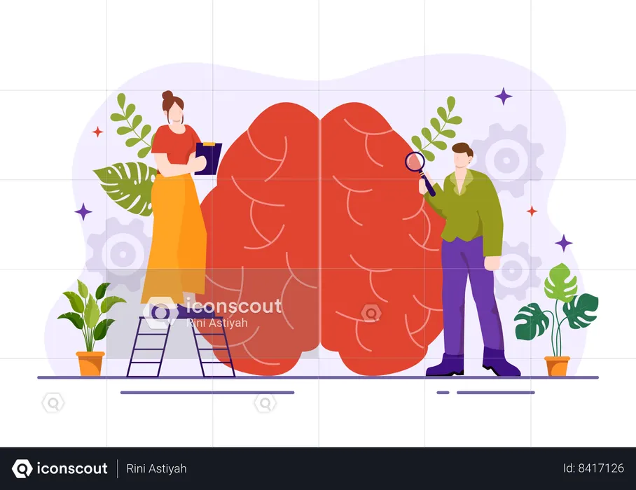 Girl and man doing mental counseling  Illustration