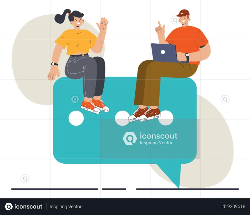 Girl And Man Doing Talk With Each Other  Illustration