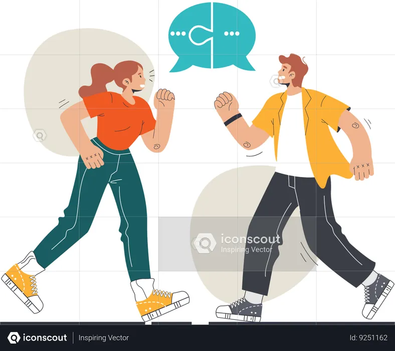 Girl and man Negotiation business solution  Illustration