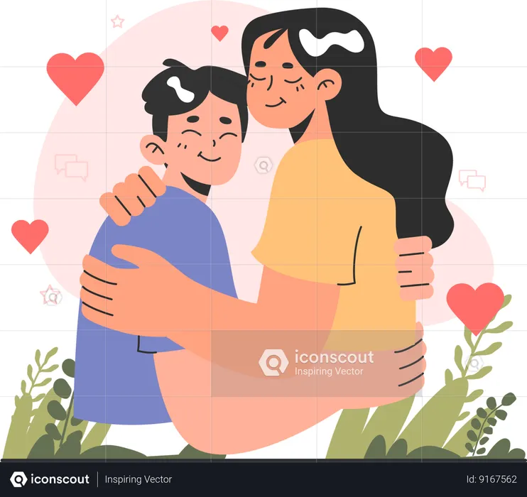 Girl and man supporting each other  Illustration