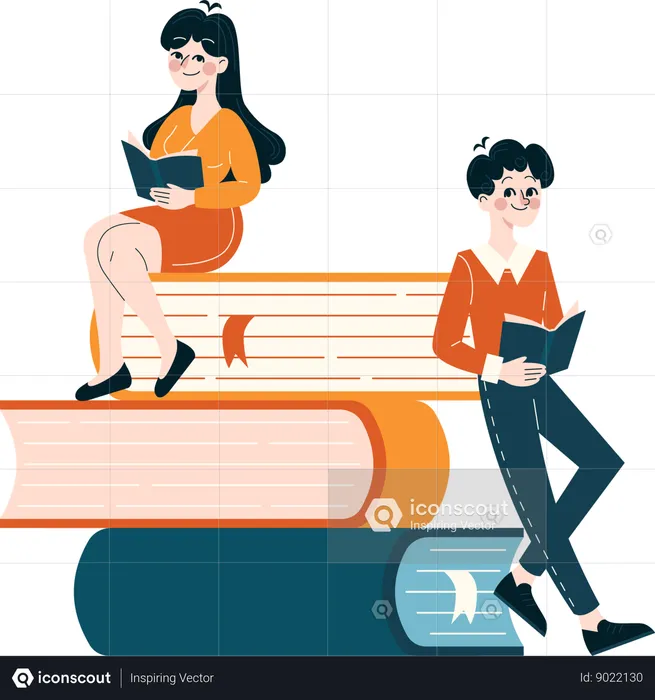 Girl and woman taking business education  Illustration