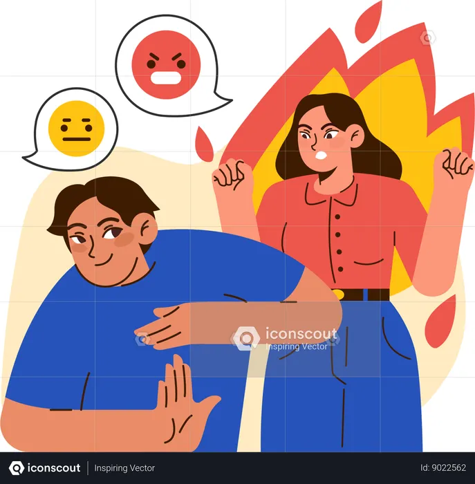 Girl angry on man  Illustration