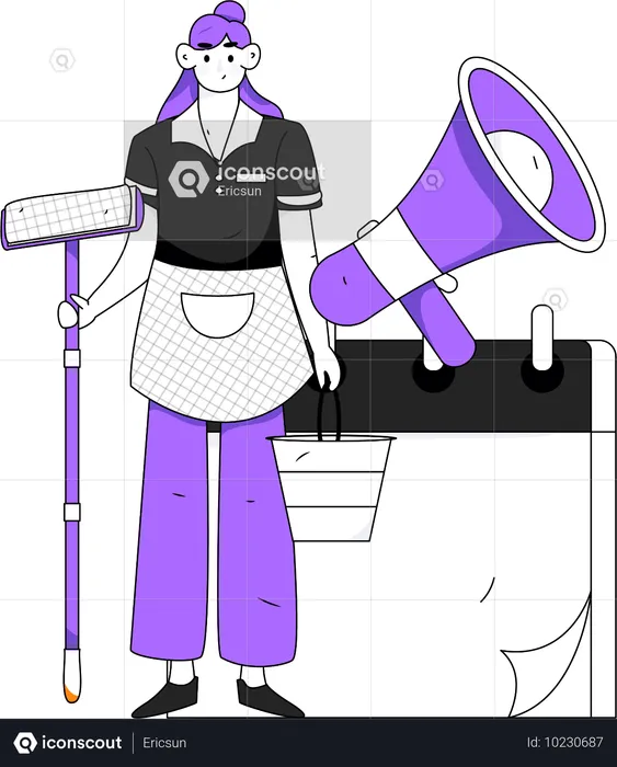 Girl announcing labor work  Illustration