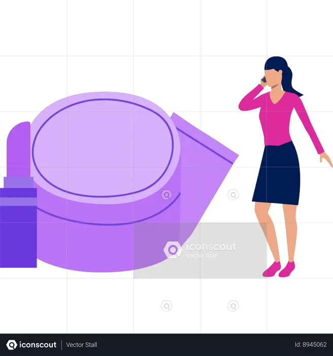 Girl applies compact powder  Illustration