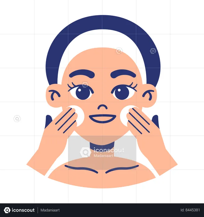 Girl Apply Lotion On Her Face  Illustration