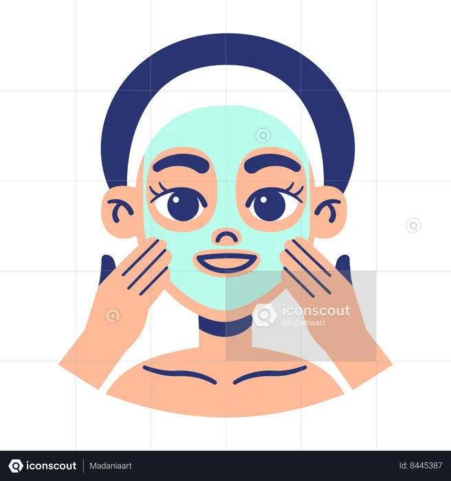 Girl Apply Sheet Mask On Her Face  Illustration