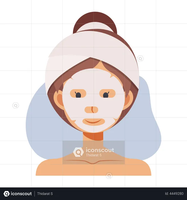 Girl applying face mask  Illustration