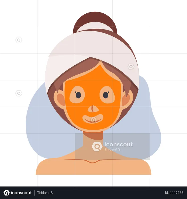 Girl applying face mask  Illustration