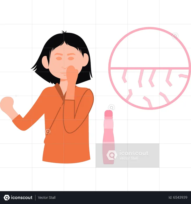 Girl applying toner on her face  Illustration