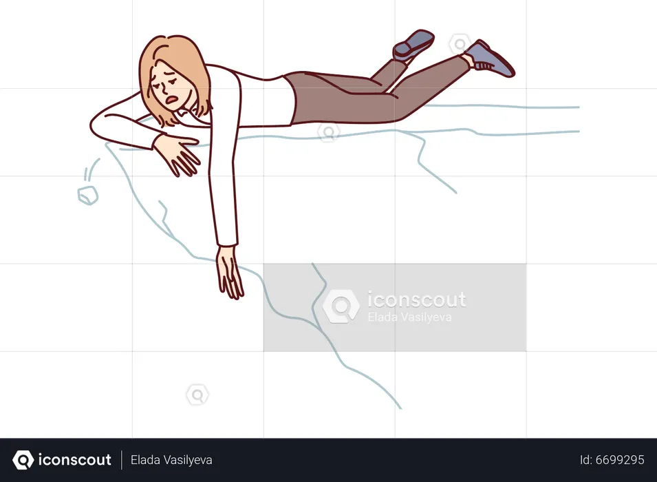Girl at edge of falling  Illustration