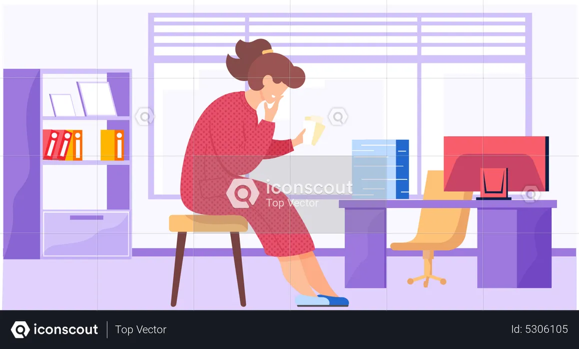 Girl at reception in a business center  Illustration