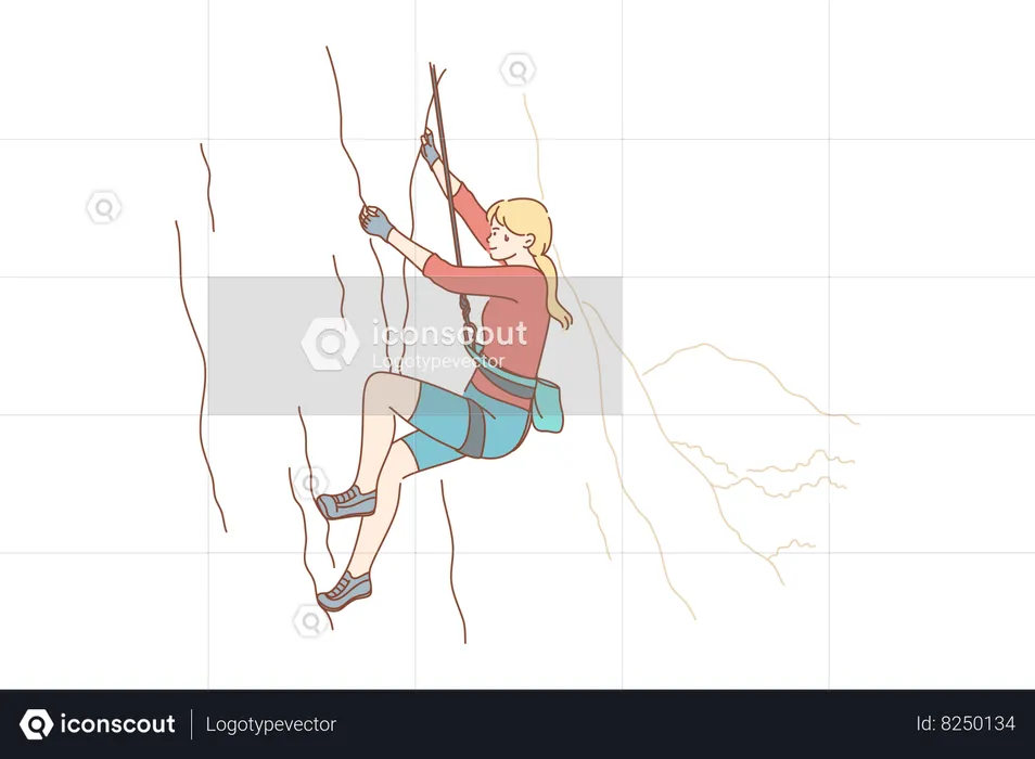 Girl athlete climbing rock  Illustration