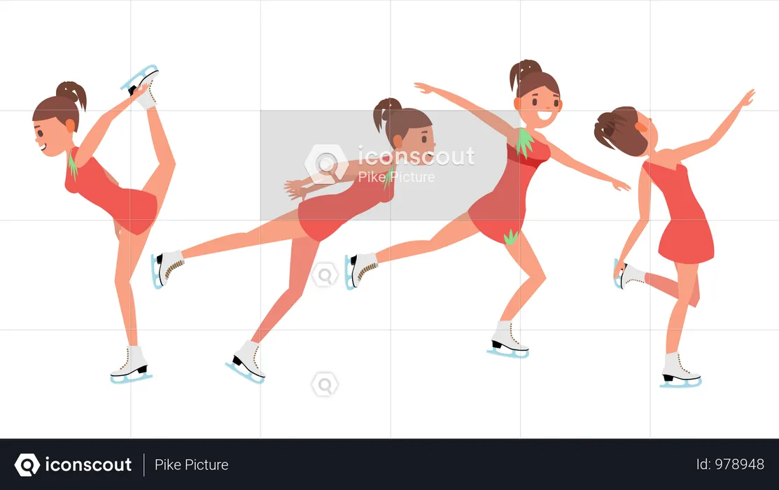 Girl Athlete Figure Skating  Illustration