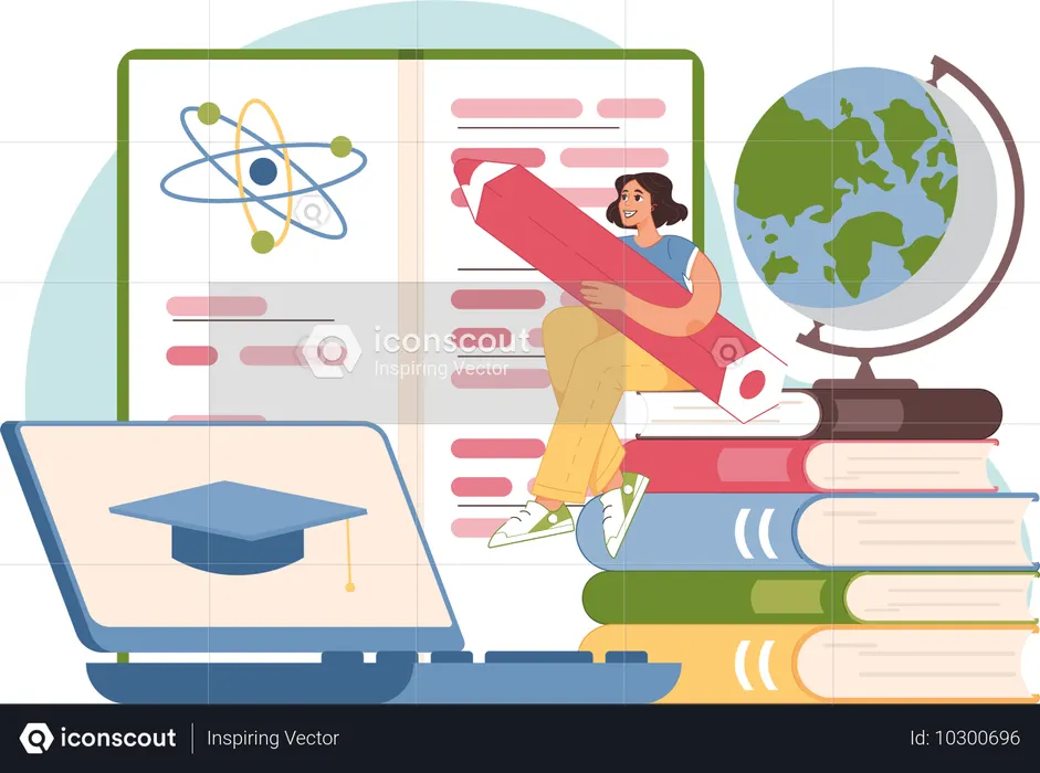 Girl Attend Online class  Illustration