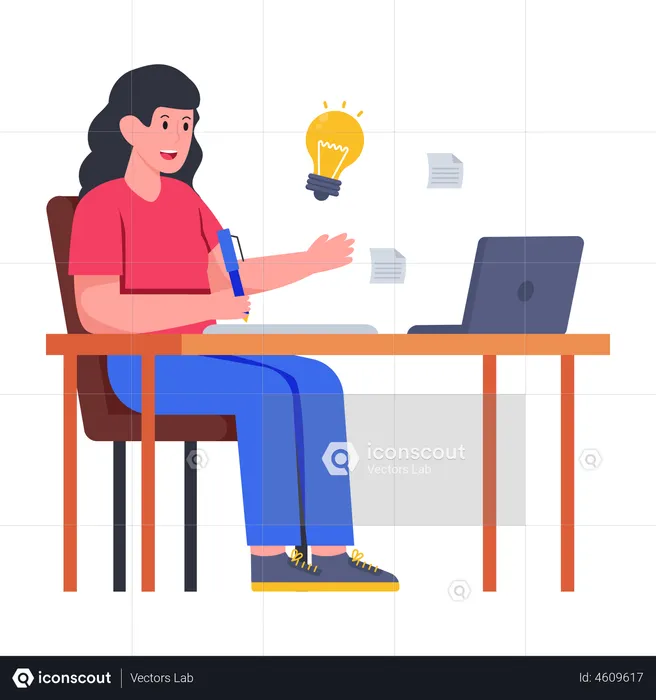 Girl attending online class  Illustration
