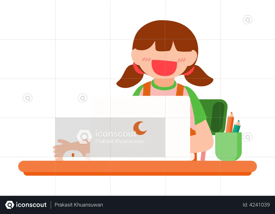 Girl attending online lecture  Illustration