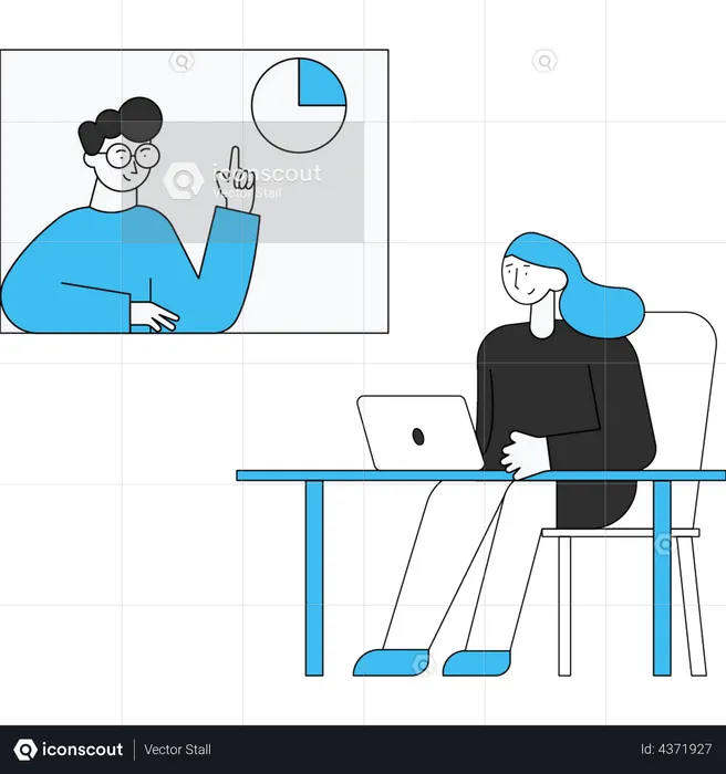 Girl attending online lecture  Illustration