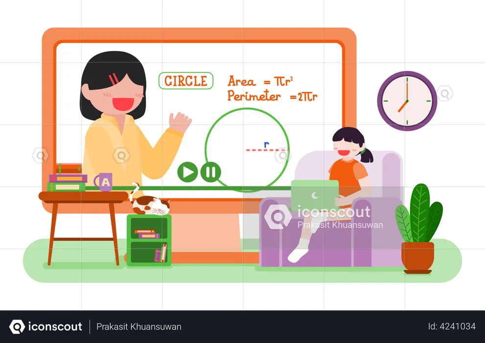 Girl attending online lecture  Illustration