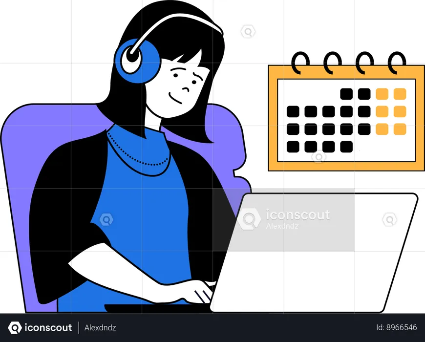 Girl attends customer queries  Illustration