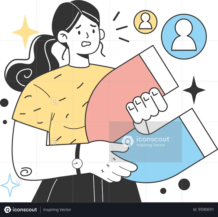 Girl attracting user  Illustration