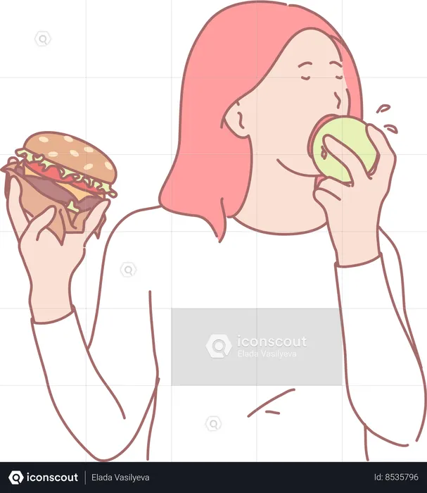 Girl Avoid Fast Food  Illustration