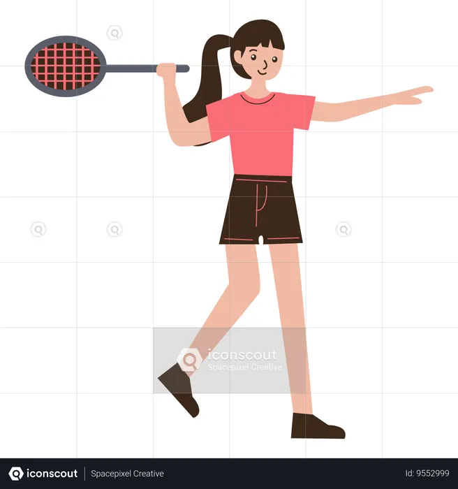 Girl Badminton Player  Illustration