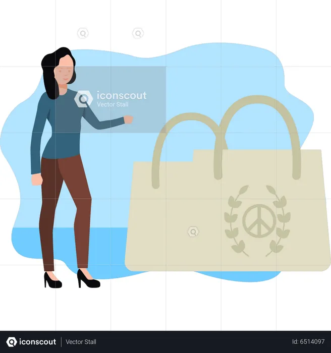 Girl bag with peace sign  Illustration
