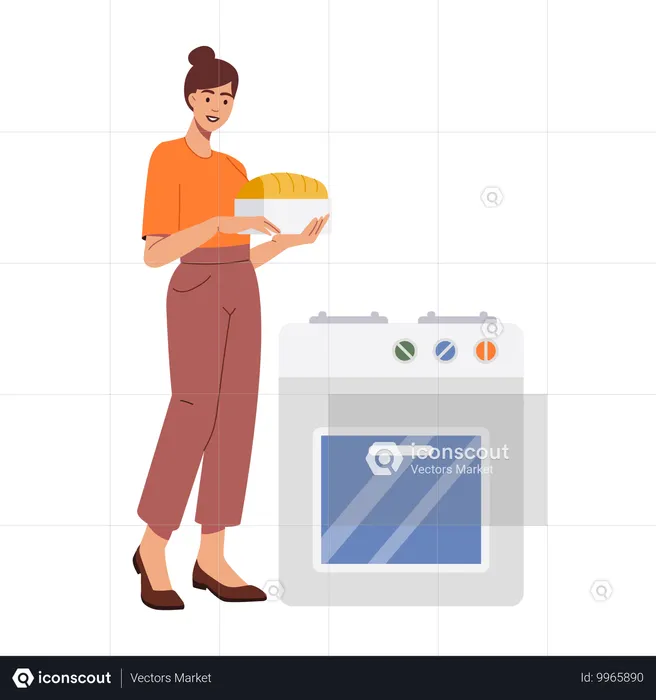 Girl Baking Pie  Illustration