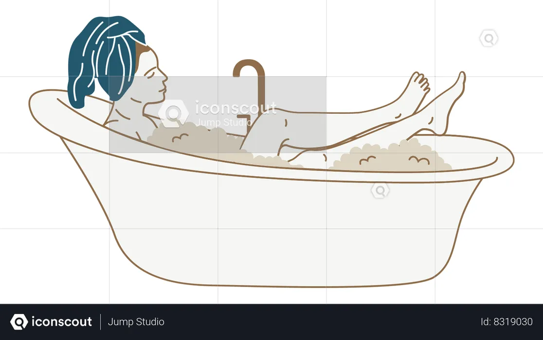 Girl bathing  Illustration