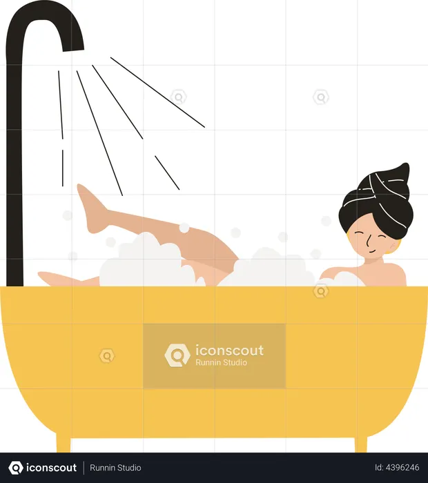 Girl bathing  Illustration