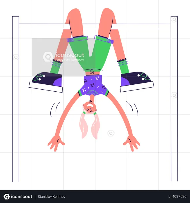 Girl bobbing upside down  Illustration