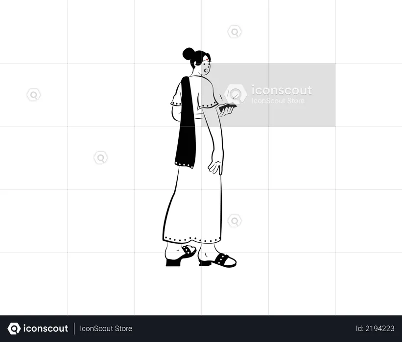 Girl booking cab on phone  Illustration
