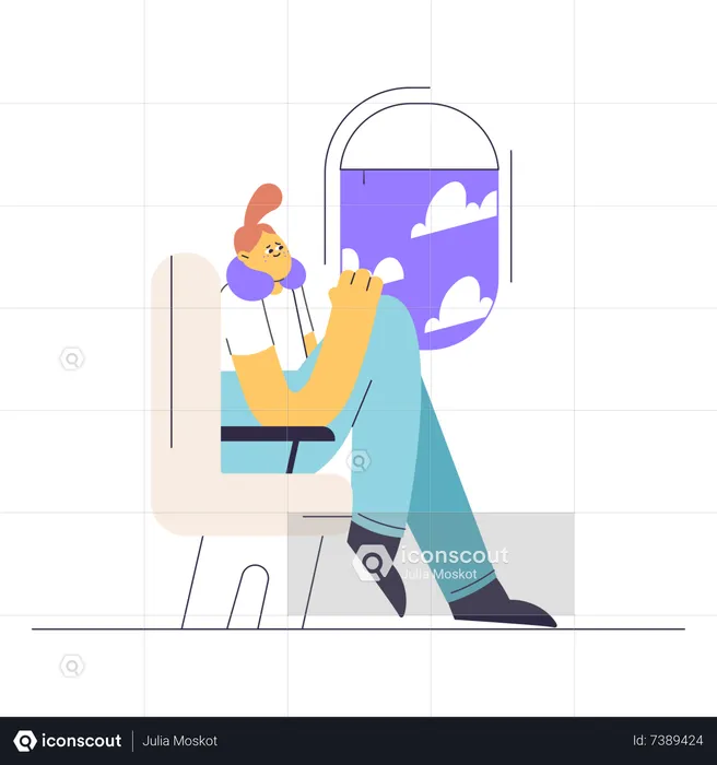 Girl Booking Flight  Illustration