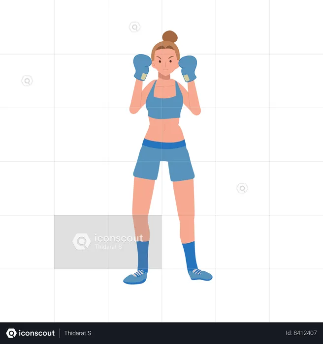 Girl Boxing with Confidence  Illustration