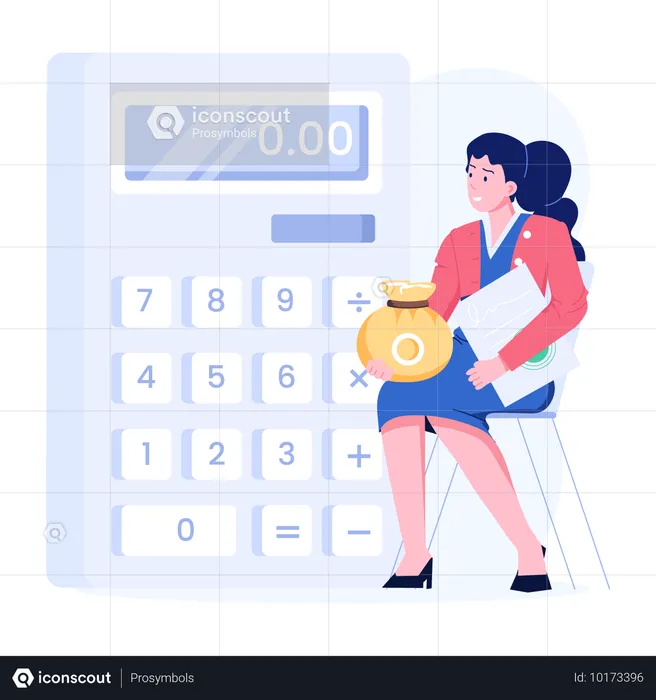 Girl budgeting  Illustration