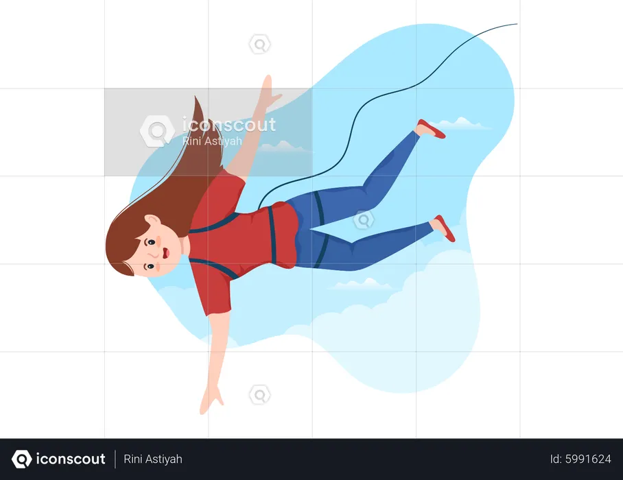 Girl Bungee Jumping  Illustration