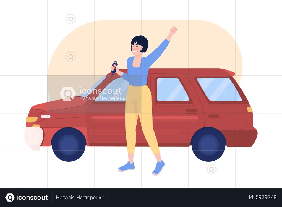 Girl buying car  Illustration