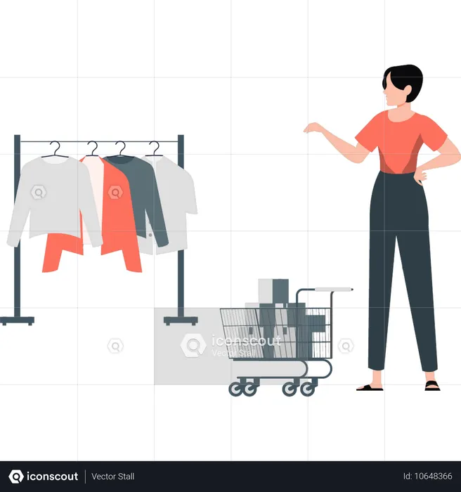 Girl buying clothes from fashion store  Illustration