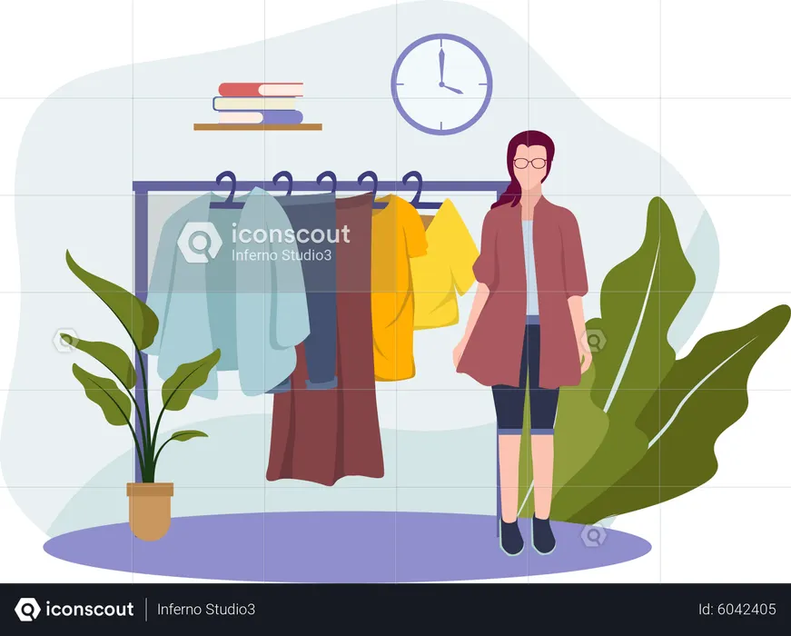 Girl buying clothes  Illustration