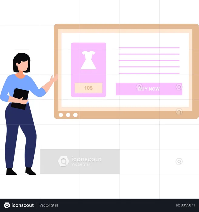 Girl buying clothes online  Illustration