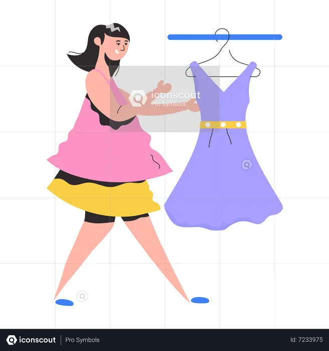 Girl Buying Dress  Illustration