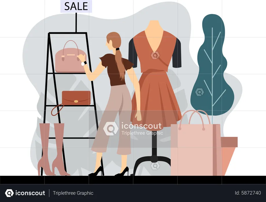Girl buying fashion accessories  Illustration