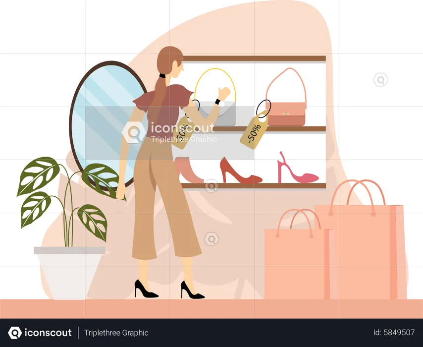 Girl buying fashion accessories  Illustration