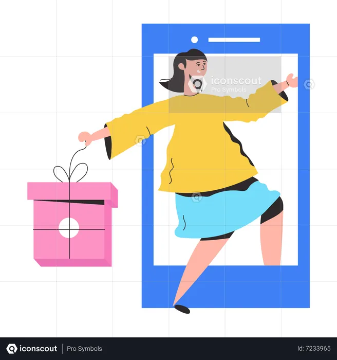 Girl buying Online Gift  Illustration