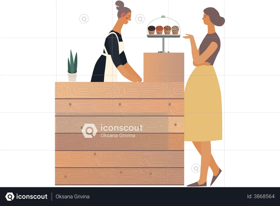 Girl buying pancake  Illustration