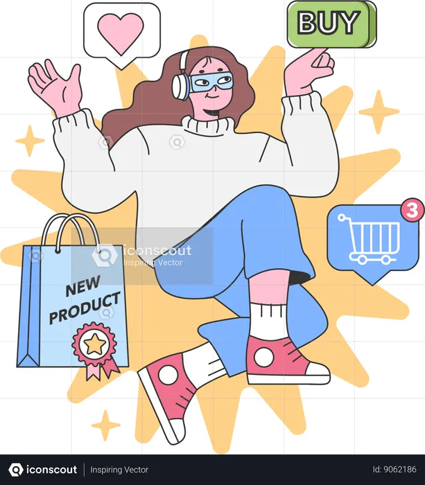 Girl buying product online  Illustration